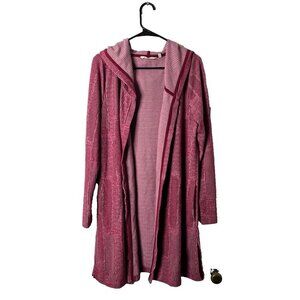 Soft Surroundings Open Cardigan Sz M Red Stretch Casual Lagenlook Comfort Boho